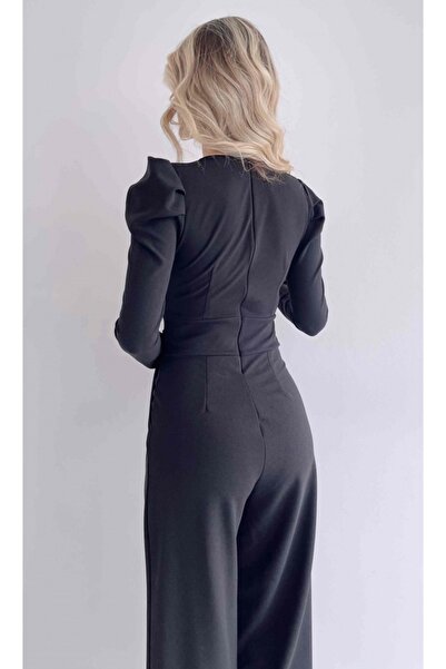 lovebox Pružné látkové knoflíky s černými večerními šaty a dlouhým rukávem