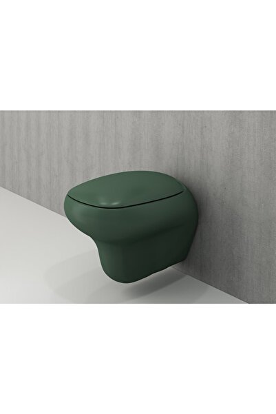 Bocchi Fenice Asma Klozet 53 Cm Mat Yeşil Ve Fenice Klozet Kapağı Seti