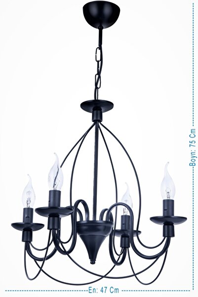 Genel Markalar Hümayun 4 Lü Avize (SİYAH)