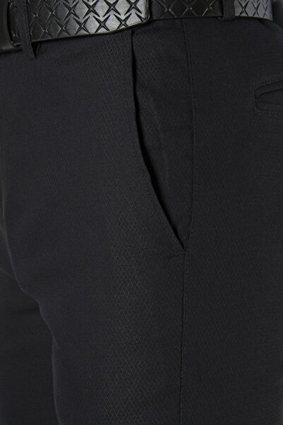 Terapi Men Erkek Siyah Slim Fit Italyan Dar Kalıp Keten Pantolon