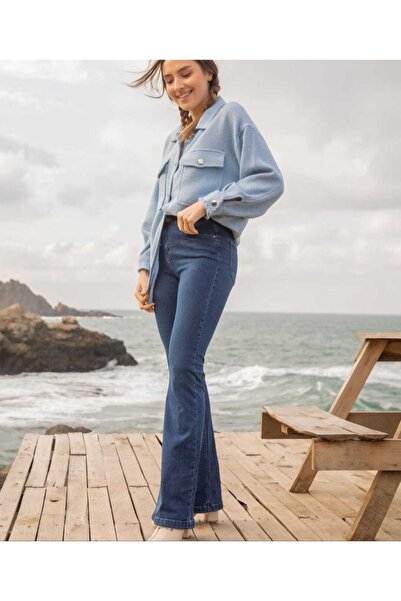 SANTA BELLA Blue Fadeless Γυναικείο Ισπανικό Τζιν Extra Lycra Ψηλόμεσο Μακρύ ...