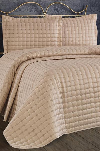 Çeyizci Diyarı Yıldız Double Quilted Bedspread Cappucino