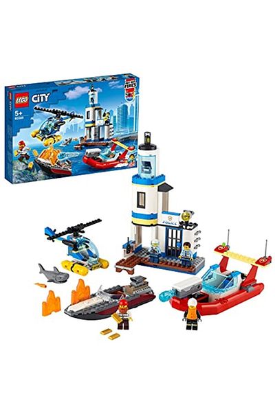 LEGO ®   City Marine Police and Fire Department 60308 Construction Set; Toy Set Made of Parts