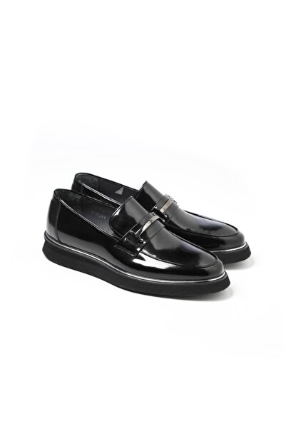 John May Ανδρικά παπούτσια Oxford/παπούτσια Ka-e2301 Black Needle με τύπωμα λουστρίνι