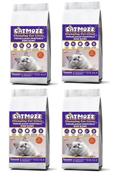 CatMozz Premium Topaklanan Özel Parfümlü Bentonit Kedi Kumu 5 Lt X 4 Adet