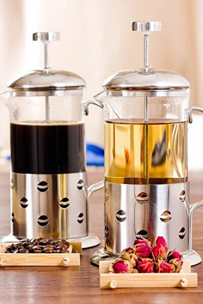 Genel Markalar 2'li Set Cam Üzeri Çelik Kaplama Lüx Paslanmaz 350ml French Press