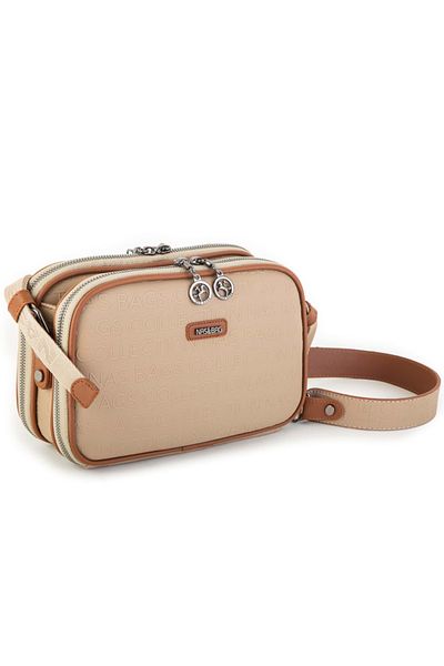 By Hakan Byhakan Nas Bag-1207 ανάγλυφη γυναικεία τσάντα ώμου Mink Tan