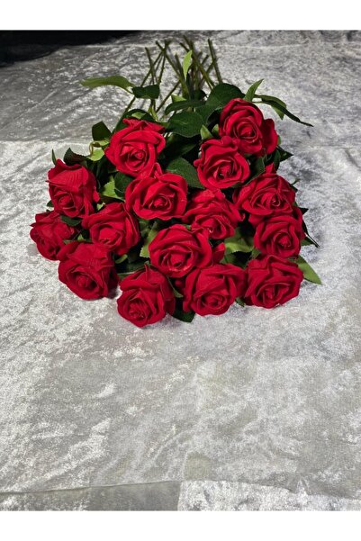 Yapay Buket Yapay Kadife 15 Adet Gül Kırmızı 50 Cm