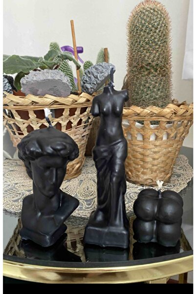 Favori Home 3'lü David Venüs Mini Bubble Kokulu Siyah Mum Seti