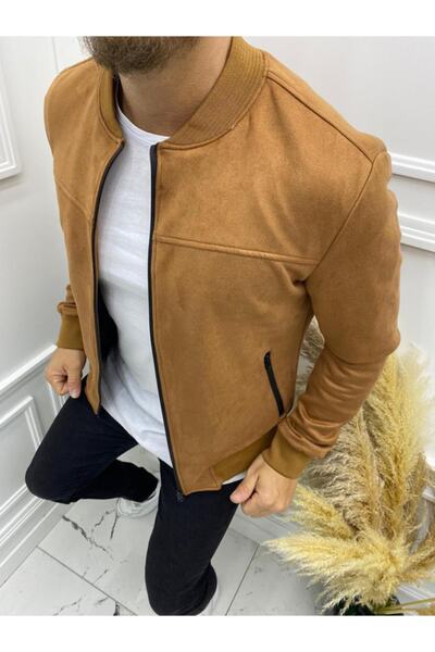 ROLETTI Erkek Sarı Slim Fit Süet Mevsimlik Mont