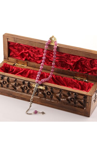 OSMANLI DEĞERLİ TAŞ Sertifikalı Yakut Doğal Taş Tesbih - Gümüş Püskül - Gümüş Imame