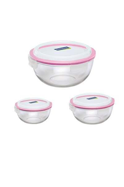 Glasslock حاوية تخزين زجاجية مستديرة 3 قطع