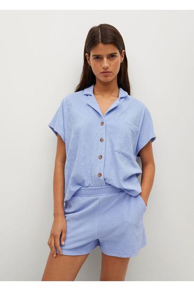 MANGO Woman Tkané polo tričko z bavlněného ručníku
