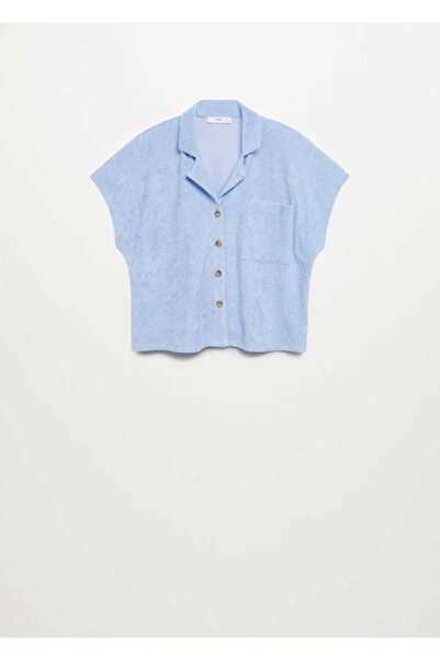 MANGO Woman Tricou polo țesut cu prosop din bumbac