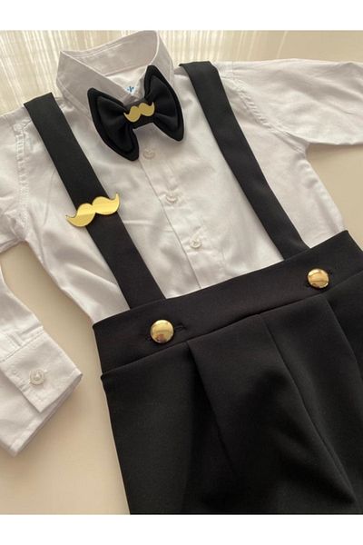 tubibebe Black - Gold Detailed Salopette Set - Special Occasion Costume