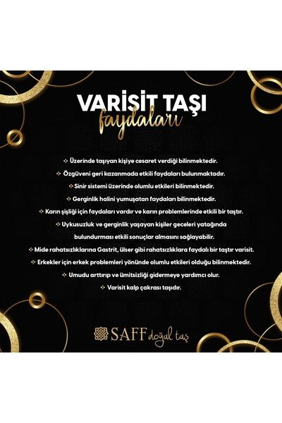 Saff Doğal Taş Certified Spain Varicide Natural Stone Square Bracelet201706