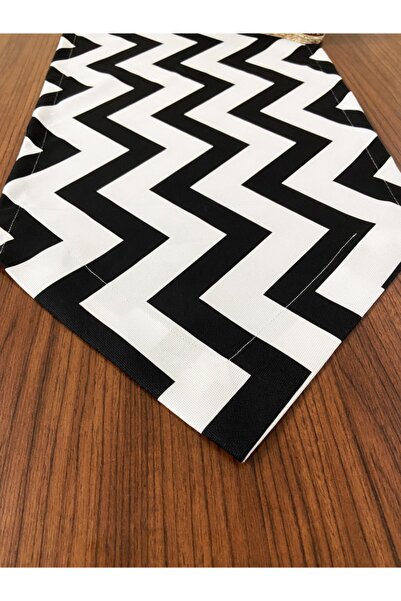 Zeren Home Crno-beli cik-cak trokut otporan na tečnosti Stolni raner 50x170
