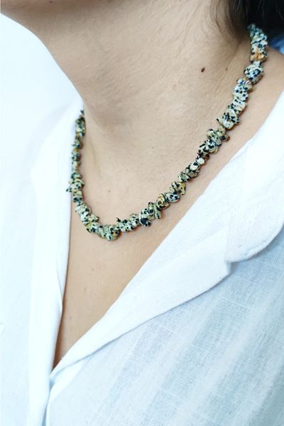 Armis Spotted Jasper Natural Cracked Stone Necklace