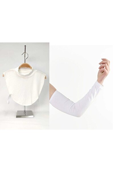 ALLURİNG THE BETTER ONE طقم أطواق رقبة حجاب مكون من قطعتين (طوق رقبة أبيض واح...