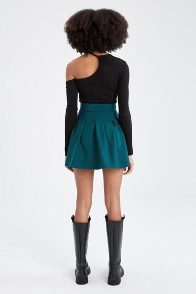 DeFacto Fustă mini plisată cu talie înaltă în formă de A