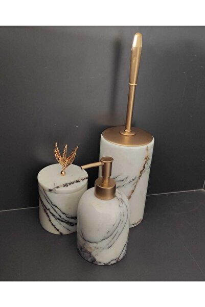 Polen Stone Set de baie din marmură liliac, bumbac piese (suport pentru perie...