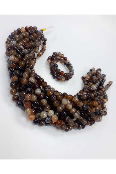Yüksel Boncuk Φυσική πέτρα από αχάτη καφέ 8 mm (1 ΣΥΣΤΟΙΧΙΑ)