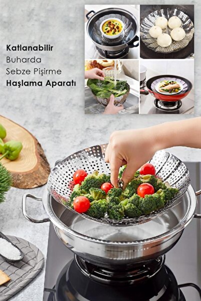 Anadolu Saray Çarşısı Pratik Metal Katlanabilir Buharda Sebze Pişirme Haşlama...