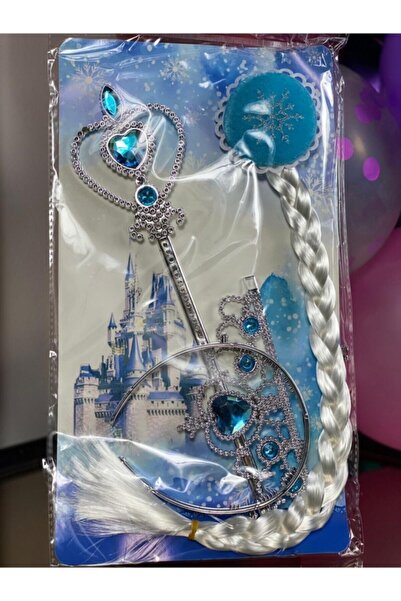 QUEEN AKSESUAR Nou Frozen Frozen Elsa Princess Model Copii Agrafe de păr cu agrafă Coroană Scepter Set cadou 3 piese Albastru