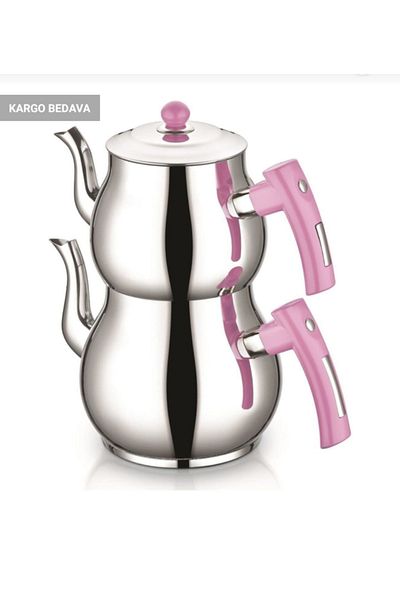 İnter Steel Teapot Coral Model Medium Size Teapot Pink