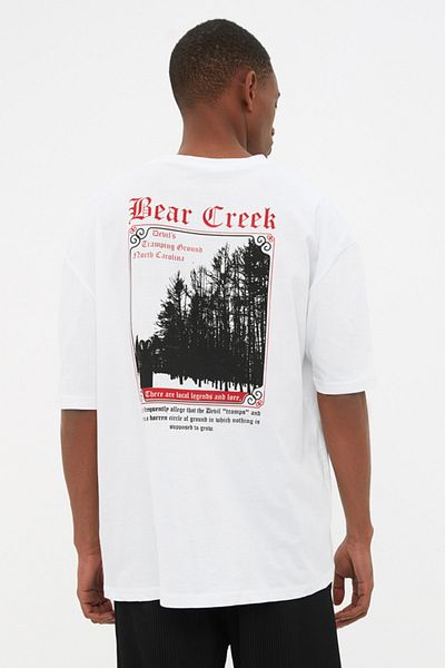 Trendyol Collection White Relaxed/Comfortable Cut 100% Cotton Back Printed T-Shirt