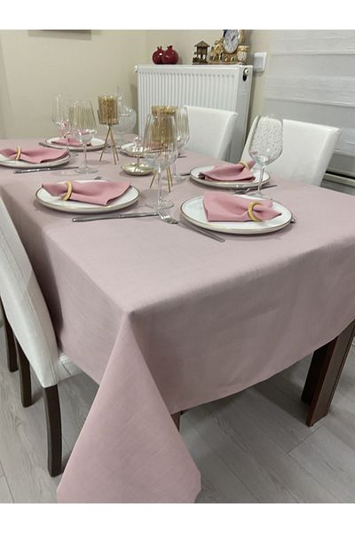 Zeren Home Linen Look Glitterless Bougainvillea Tablecloth Powder Pink 25 Pieces