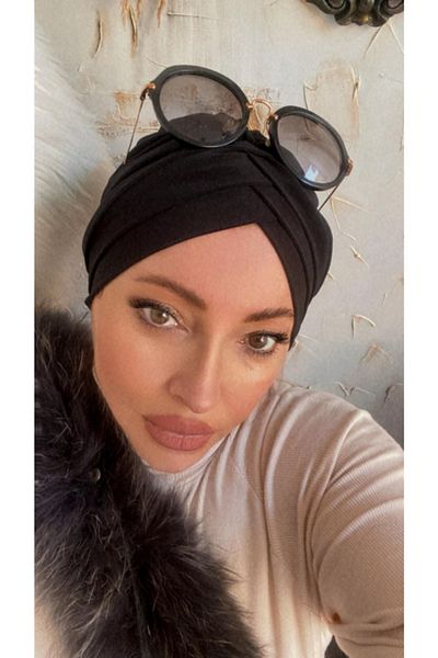 Nilbutik Crossed Three-Striped Ready-made Turban Bonnet