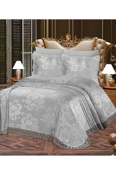 Genel Markalar Fransız Dantelli Aden Brokar Yatak Örtüsü 3 Parça