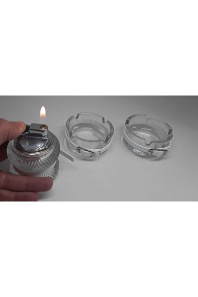 Star Z21 Dekoratif Kristal Masa Çakmağı Ve Iki Adet Cam Küllük