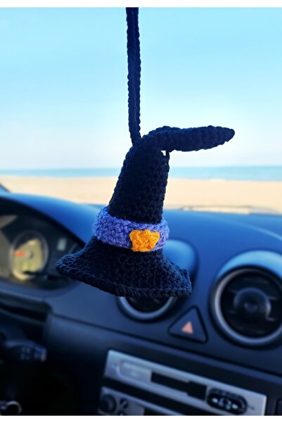 Neşeli Oyuncak El Örgüsü Cadı Şapkası, Araba Aksesuarları Oto Dikiz Ayna Süsü