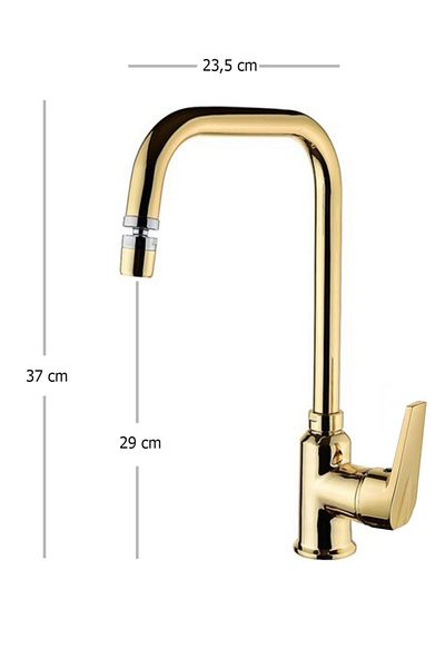 HMS Gold High Body 360° Kitchen Sink Faucet with Movable Head