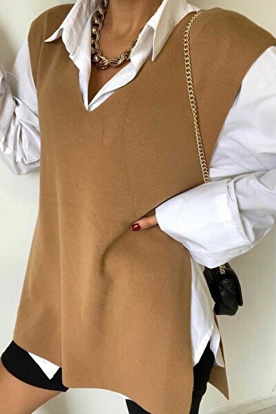 Noa Noa Дамски светлокафяв пуловер с колан