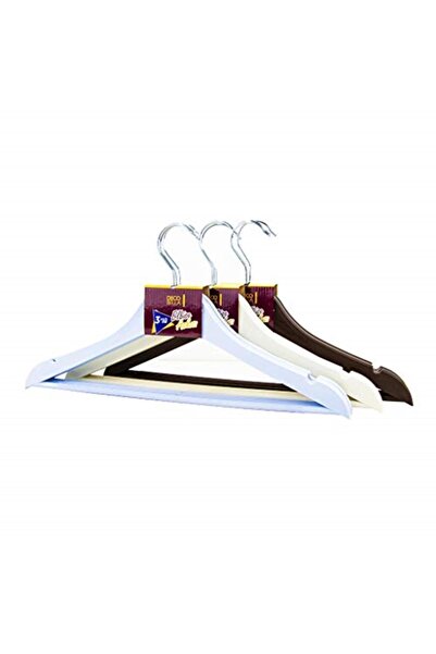 Decobella Набір з 3 пластикових вішалок з дерев'яним покриттям