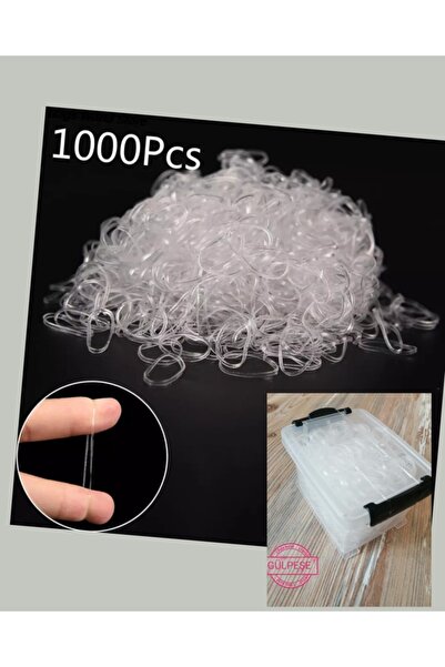 GÜLPEŞE 1000 Adet Şeffaf Lastik Toka Dikdörtgen Kapaklı Kutu Da
