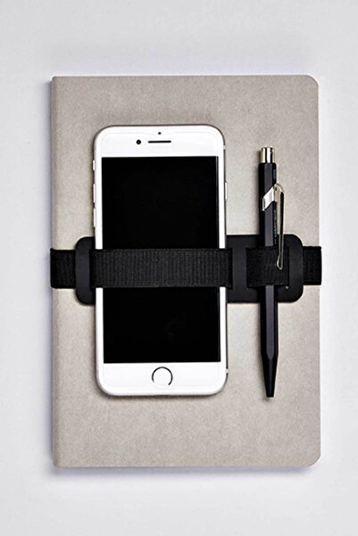 NUUNA Notebook Voyager L Gray (Phone and Pen Holder with Elastic Stripe - 256 Pages with Gray Dots)