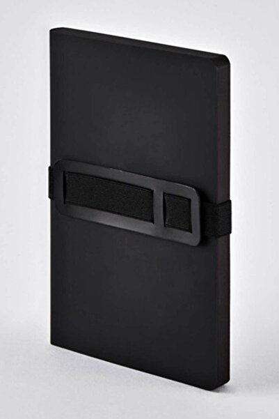 NUUNA Notebook Voyager L Black (Phone and Pen Holder with Elastic Stripe - 256 Pages with Gray Dots)