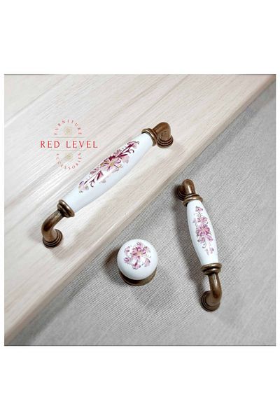 Red Level Ruby 128 mm - Antique Yellow Porcelain Handle, Modern Cabinet Drawer and Furniture Handle 148