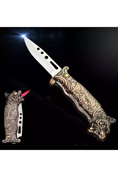 Techmarketi Kaplan Figürlü Çakı Çakmak Modeli