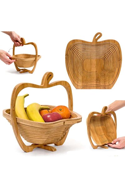 FırsatVar Bamboo Trivet Bread Basket Decorative Foldable Multipurpose Bread B...