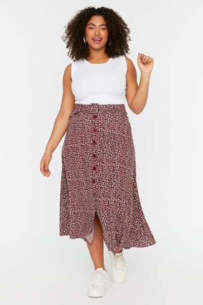 Trendyol Curve Plus Size Skirt - Burgundy