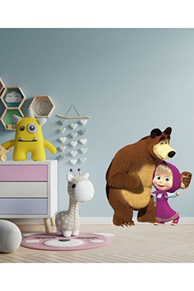 Sepet Yıldızı 60x70 Cm Big Bear Children's Room Wall Sticker - With Masha