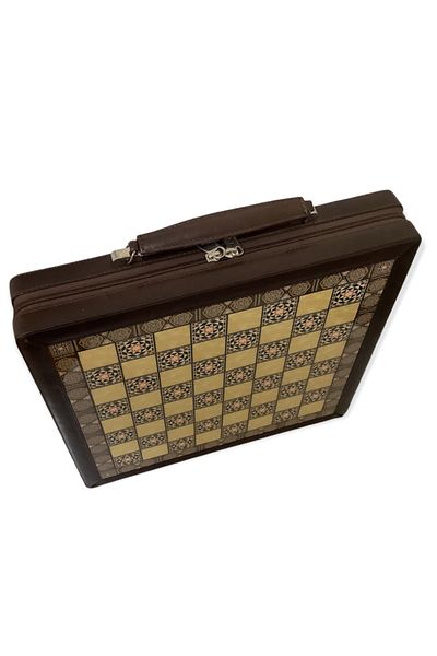 BON CARNET Acar Genuine Leather Vip Bag Chess Set Brown