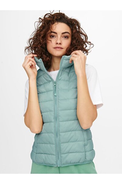 ONLY Hooded Mint Quilted Women's Vest - 65515205760