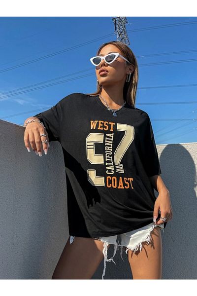MODAGEN Women's West Coast California Printed Oversize T-shirt