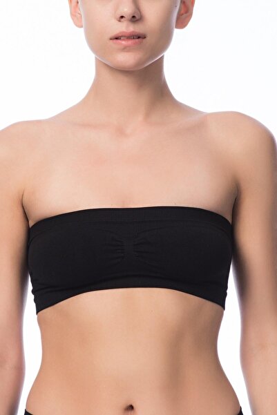 NBB Bustieră neagră pentru femei Taktel fără cusături fără bretele și fără br...